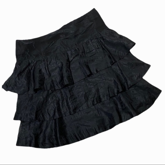 Club Monaco black organza tiered ruffle skirt Size 4 - Picture 3 of 9